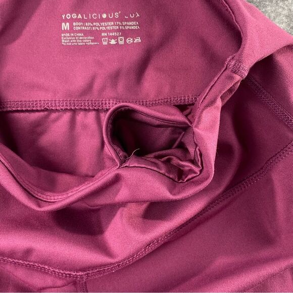Yogalicious Womens Wine‎ Colored Spandex High Waist Bike Shorts Size MD - Picture 7 of 8